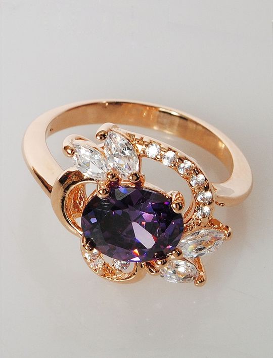 

Кольцо из бижутерного сплава р. 20 Lotus Jewelry 3023R-01am, аметист/циркон, 3023R-01am