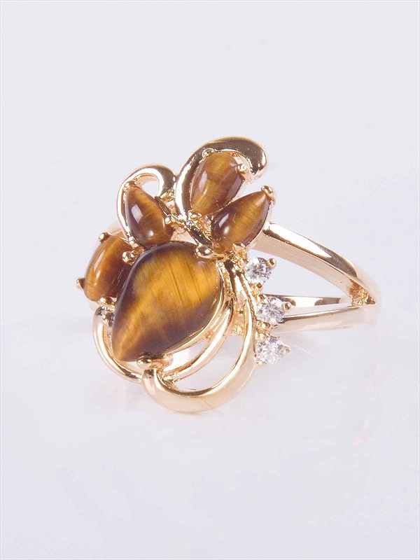 

Кольцо из бижутерного сплава р.  Lotus Jewelry 3037R-09ti, тигровый глаз/циркон, 3037R-09ti