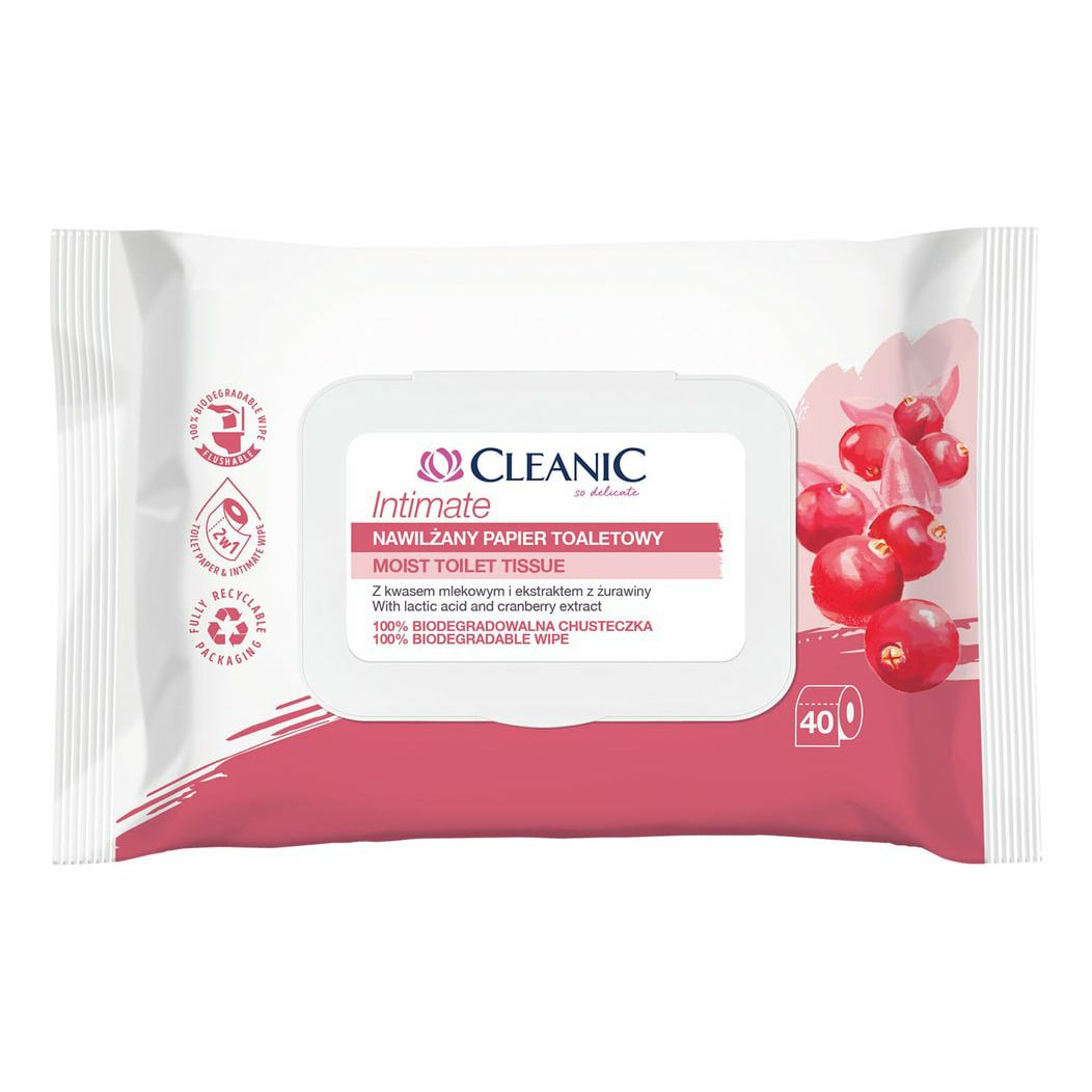 Влажная туалетная бумага Cleanic Intimate 2 в 1 40 шт