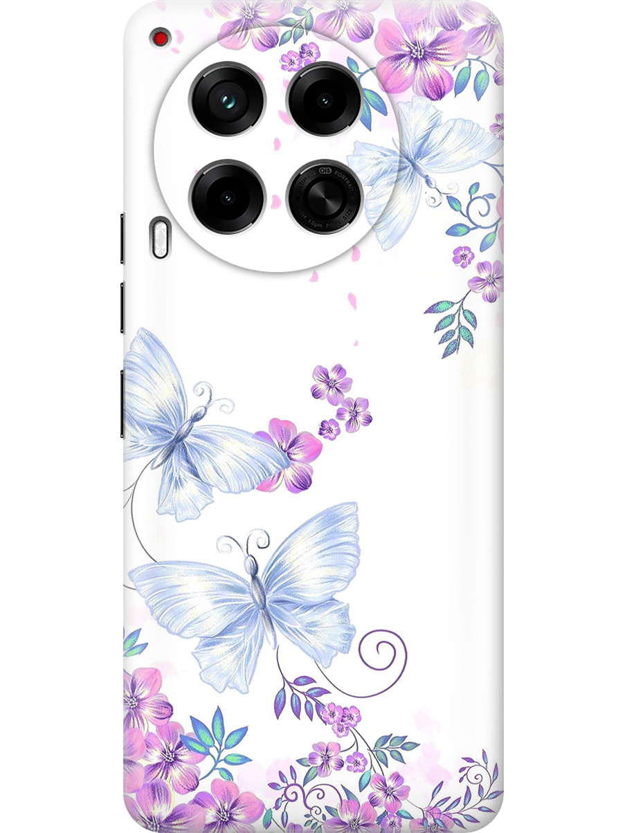 

Силиконовый чехол на Tecno Camon 30 4g / 30 5g с принтом "Бабочки и фиалки", Прозрачный;белый;фиолетовый, 782632423