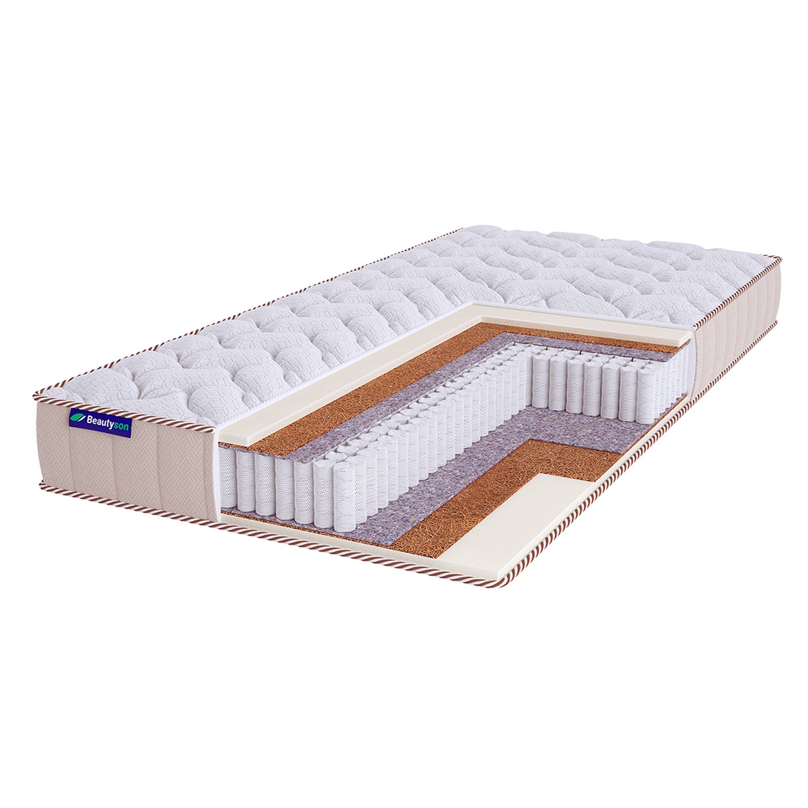 

Матрас двуспальный BeautySon Roll SPRING Balance S1200 LUX 180x195 18 см, Белый;бежевый, Roll Spring Balance S1200 Lux