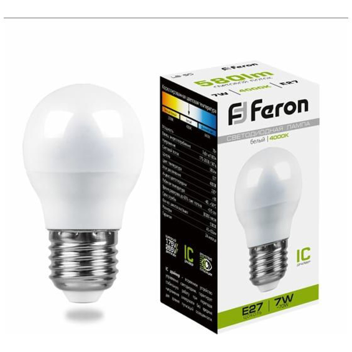 

Лампочка светодиодная Feron LB-95, 25482, 7W, E27 (комплект 10 шт.)