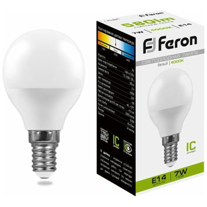 Лампочка светодиодная Feron LB-95, 25479, 7W, E14 (комплект 10 шт.)