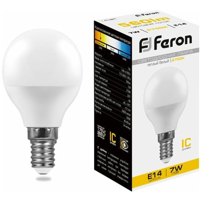 

Лампочка светодиодная Feron LB-95, 25478, 7W, E14 (комплект 10 шт.)