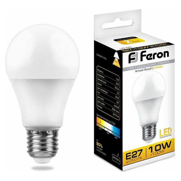 

Лампочка светодиодная Feron LB-92, 25457, 10W, E27 (комплект 10 шт.)