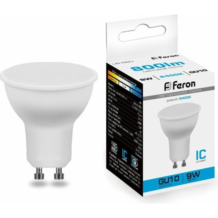 

Лампочка светодиодная Feron LB-560, 25844, 9W, GU10 (комплект 10 шт.)