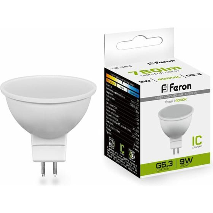 

Лампочка светодиодная Feron LB-560, 25840, 9W, G5.3 (комплект 10 шт.)