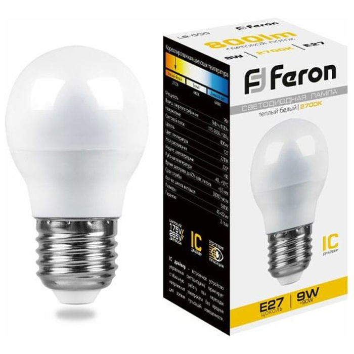 

Лампочка светодиодная Feron LB-550, 25804, 9W, E27 (комплект 10 шт.)