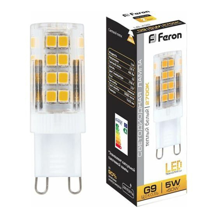 

Лампочка светодиодная Feron LB-432, 25769, 5W, G9 (комплект 10 шт.)