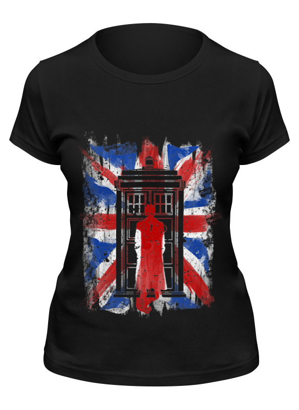 

Футболка женская Printio 10th флаг uk (доктор кто) черная 2XL, Черный, 10th флаг uk (доктор кто)