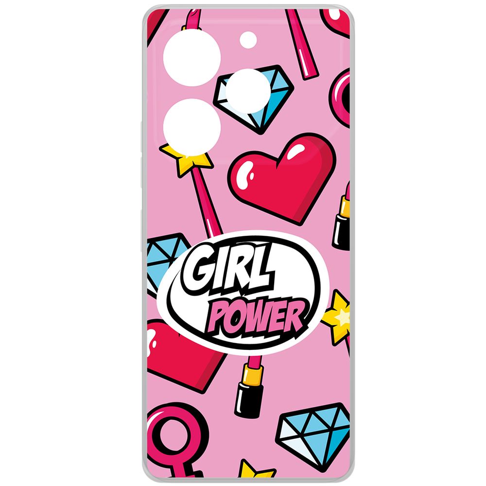 

Чехол-накладка Krutoff Clear Case Girl Power для TECNO Pova 6 Pro, Прозрачный