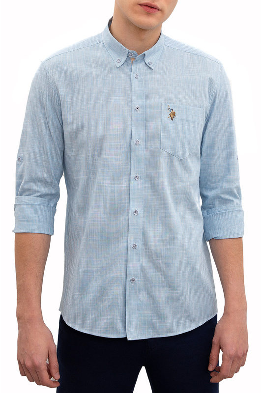 

Рубашка мужская U.S. POLO Assn. G081SZ0040KOTO голубая 46, G081SZ0040KOTO