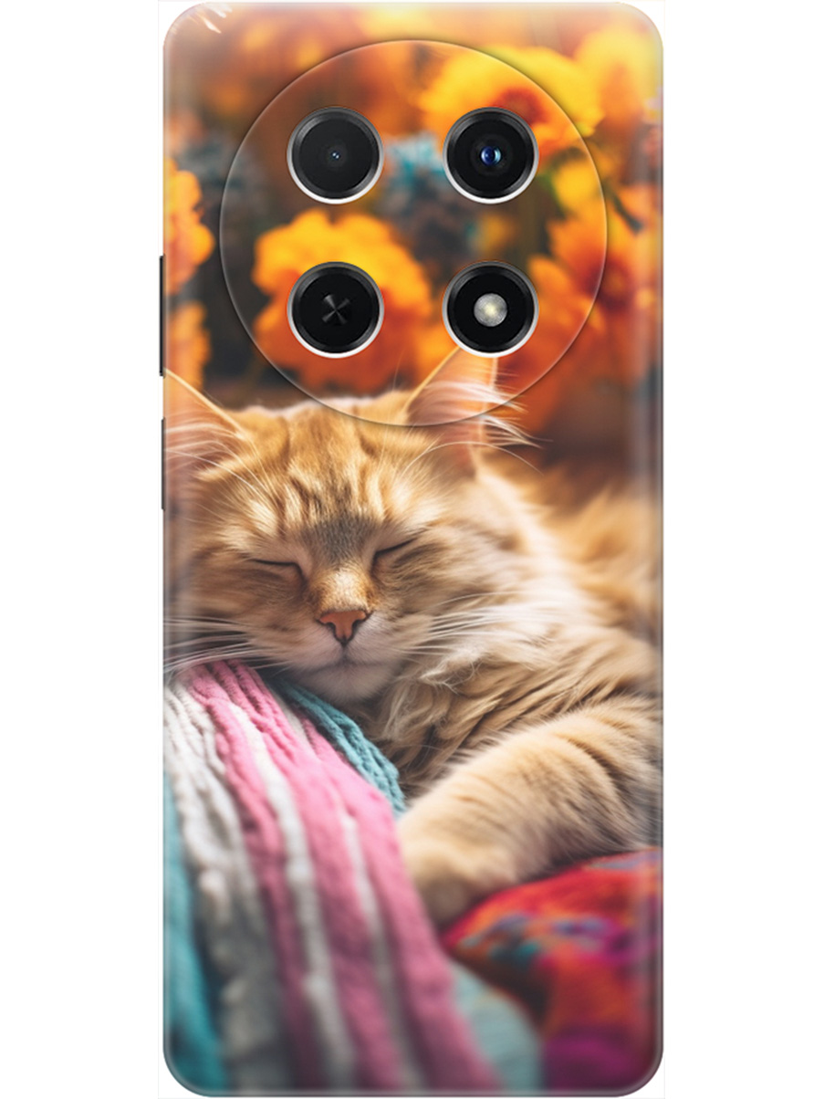 

Силиконовый чехол на Huawei nova 12i с принтом "Спящий на пледе котик", Прозрачный;белый;желтый, 782624011