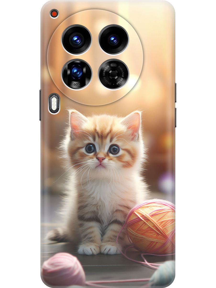 

Силиконовый чехол на Tecno Camon 30 Premier 5g с принтом "Котик и нитки", Прозрачный;белый;желтый;розовый, 782633011