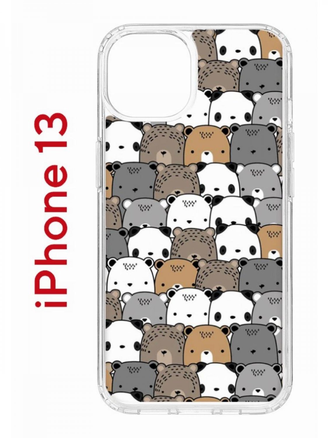 Чехол на iPhone 13 с принтом Kruche Print Медвежата, бампер с защитой камеры