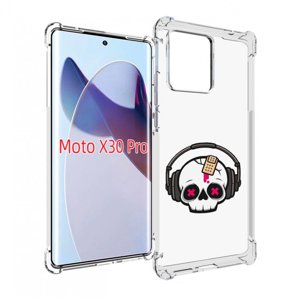 

Чехол MyPads черепок в наушниках для Motorola Moto X30 Pro, Прозрачный, Tocco