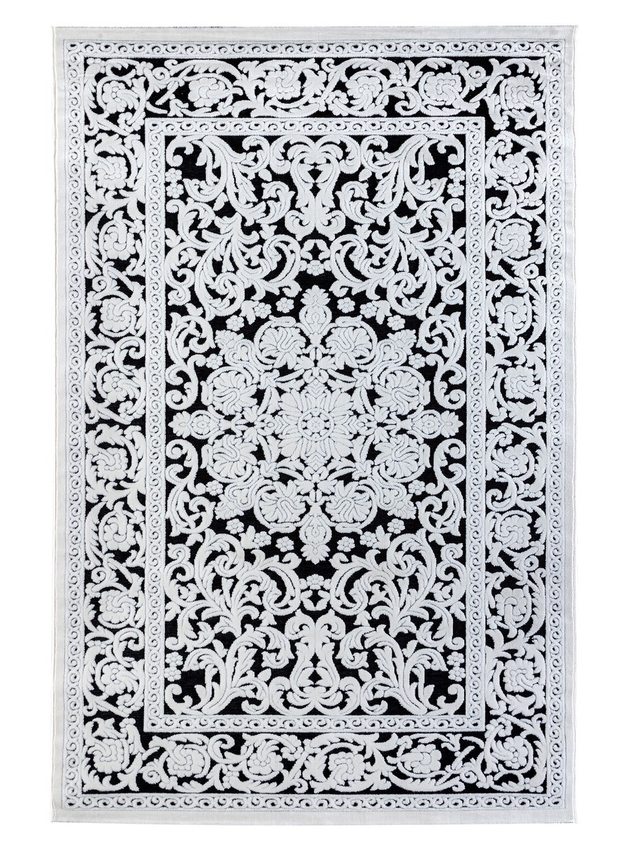 фото Ковер gloria 3793s прямой белый/черный 60x110 sofia rugs