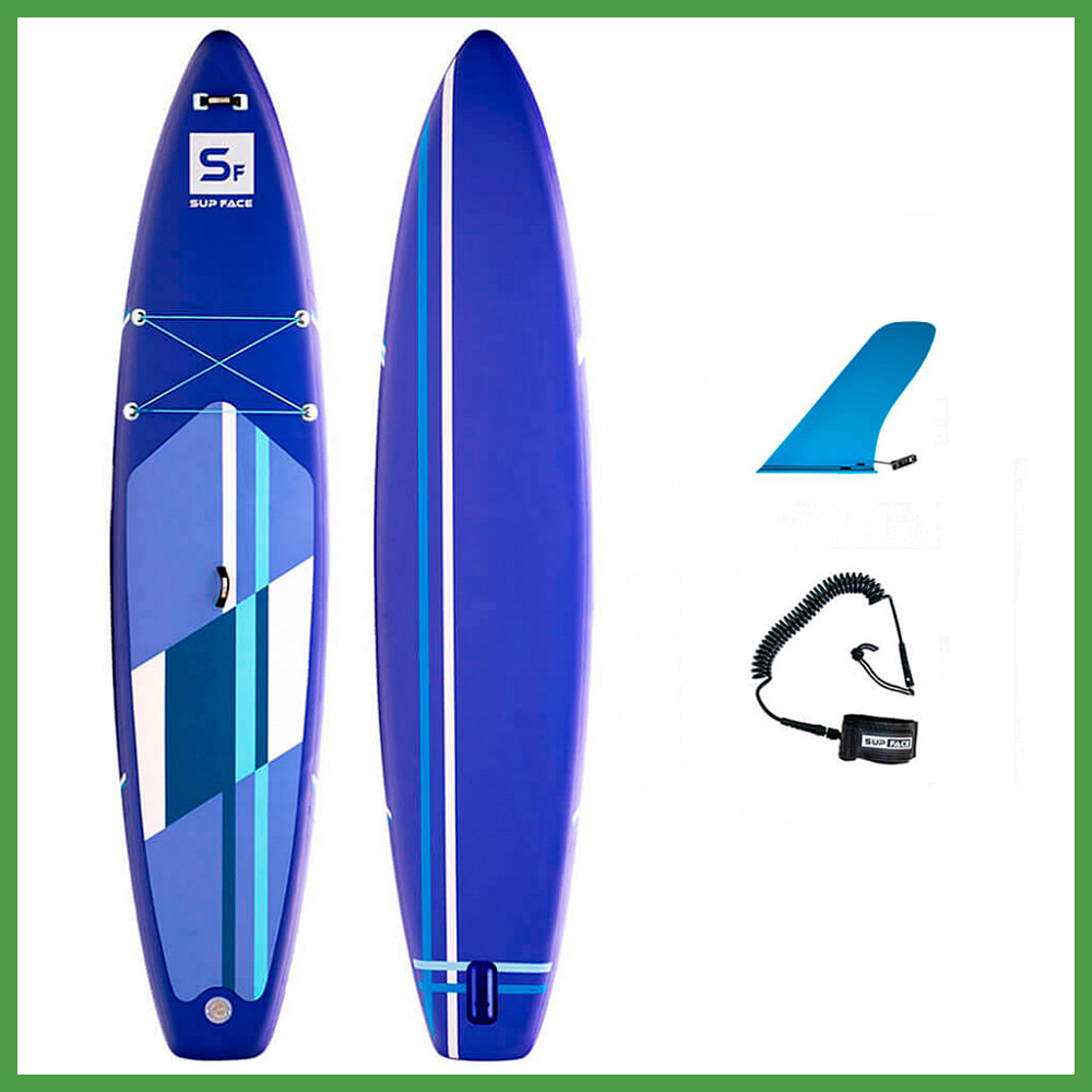 Сапборд надувной двухслойный SUP face Basic RENTAL 12.6x32x6 381x81x15 см, плавник, лиш