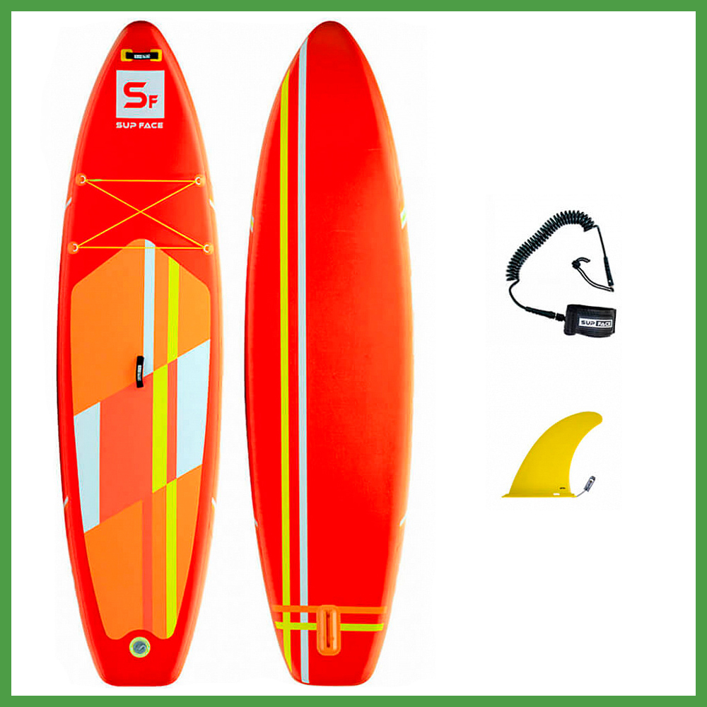 Сапборд надувной двухслойный SUP face Basic RENTAL 10.8, 325x81x15 см, плавник, лиш