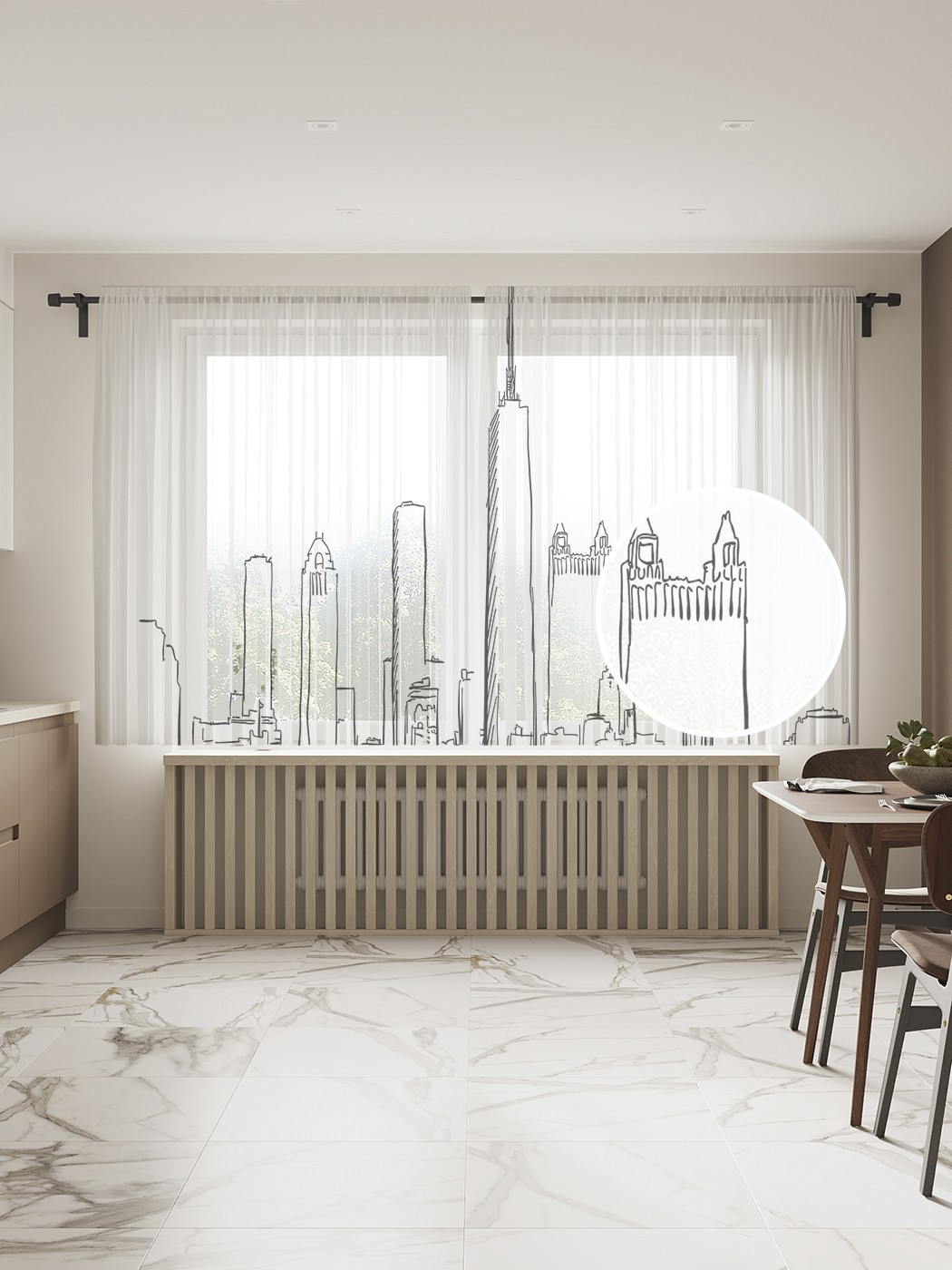 

Фототюль JoyArty "Очертания Чикаго", 145x180 см (2 полотна со шторной лентой + 50 крючков), Очертания Чикаго