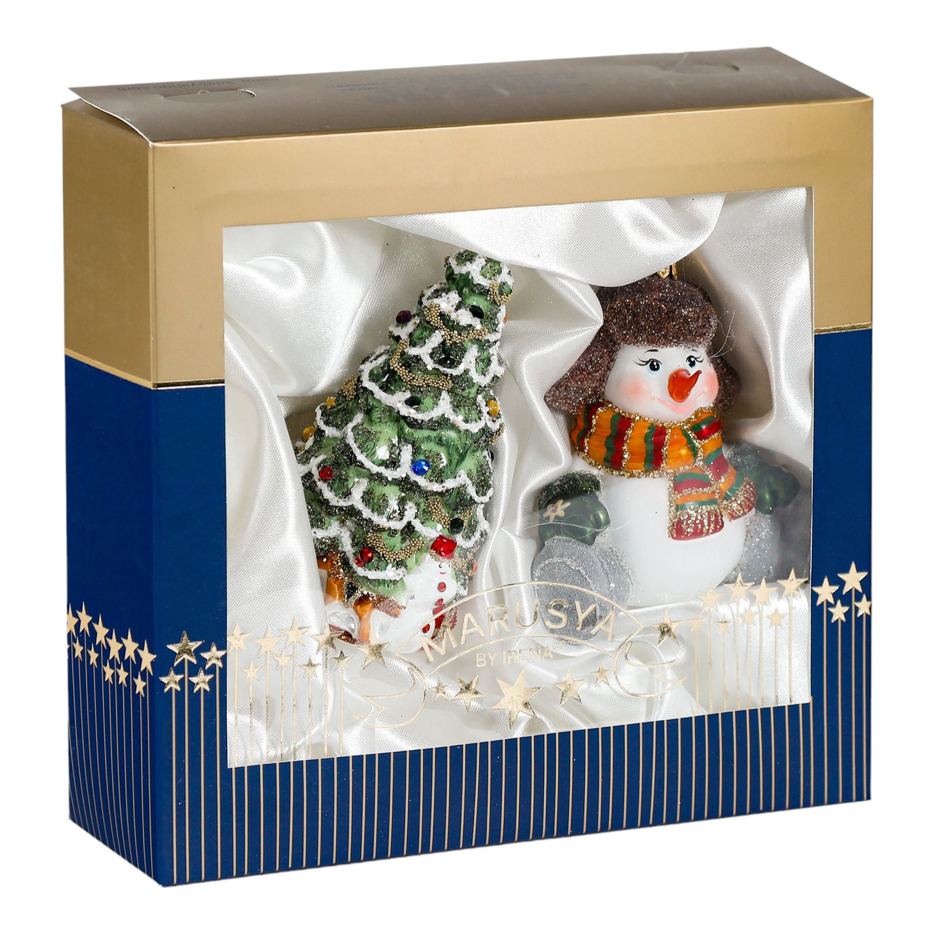 

Набор елочных игрушек Irena Co Снеговик и елка 2 шт, Разноцветный