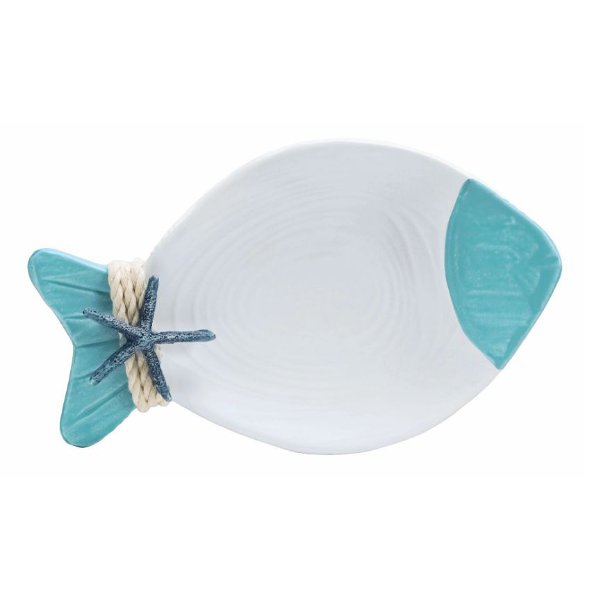 Тарелка декоративная Liansheng рыбка бело-голубая 20x3x12 см