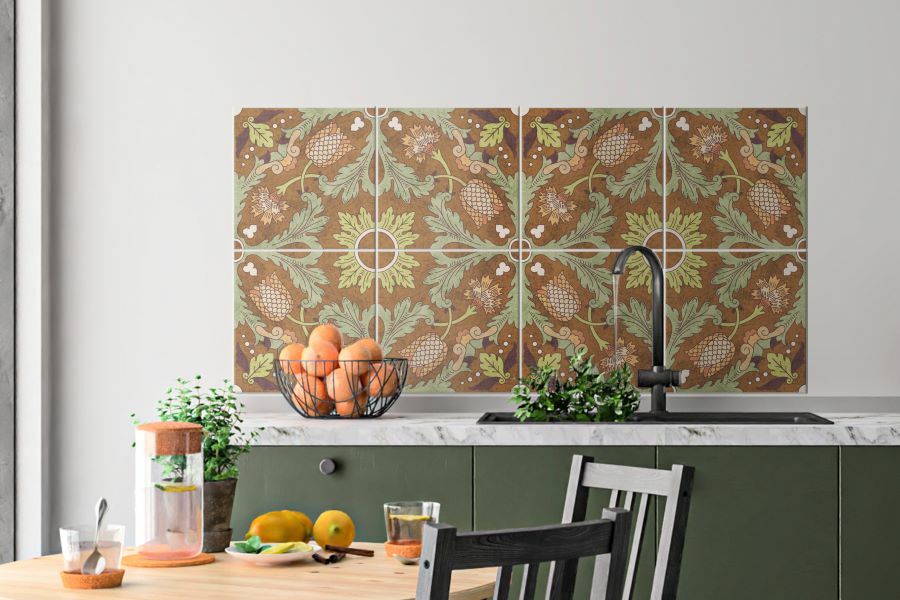 фото Наклейка на стену paintingstock плитка с растительным узором "голландия" 24 шт. 20х20 см