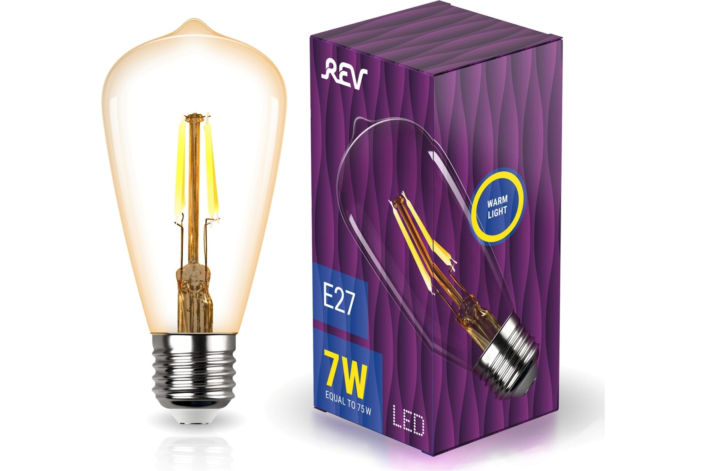 

Лампочка Rev DECO Premium Filament Vintage LED ST64 E27 7W 180-240V 2700K 650Lm Warm Light