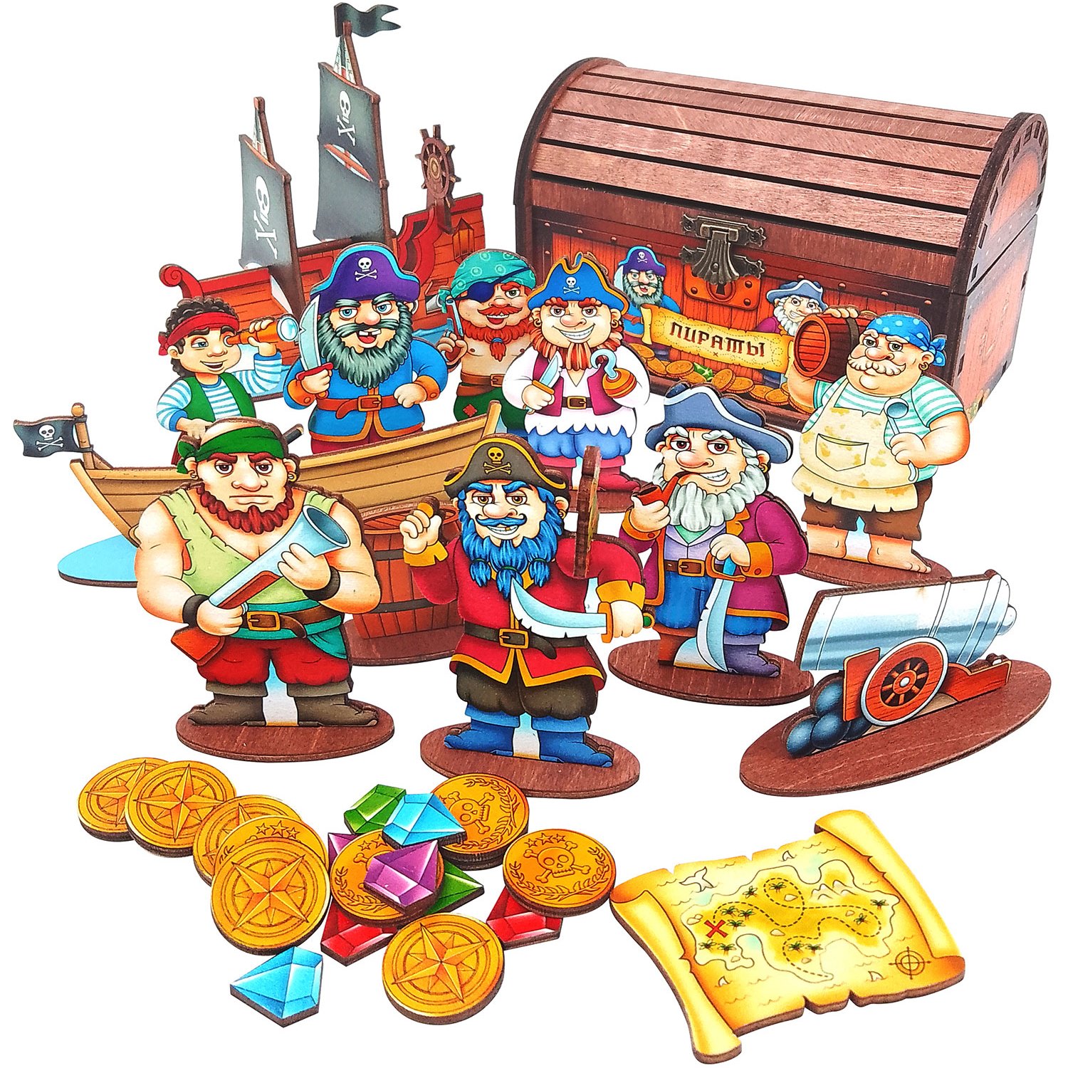 

Игровой набор Нескучные Игры 8675 Пираты в сундуке, дерево, 8675