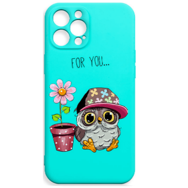 фото Чехол для iphone 12 pro max tpu с картинкой "owl", бирюзовый nobrand