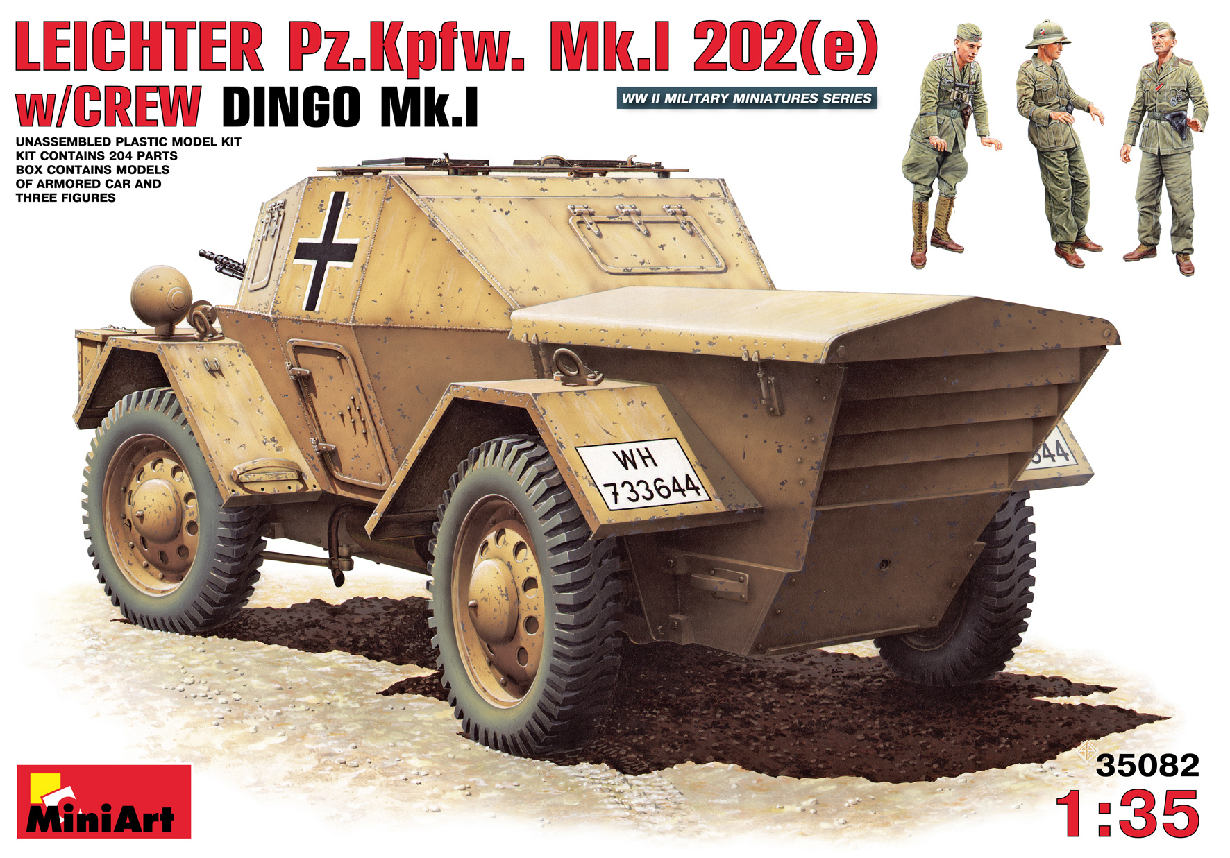 фото Сборная модель miniart 1/35 leichter pz.kpfw. 202(e) с экипажем (динго mk.i) 35082