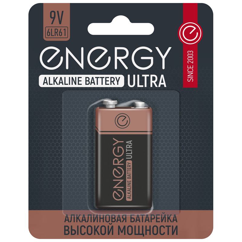 Батарейка алкалиновая Energy Ultra 105739 6LR61/1B 105739 батарейка varta energy 9v bl1