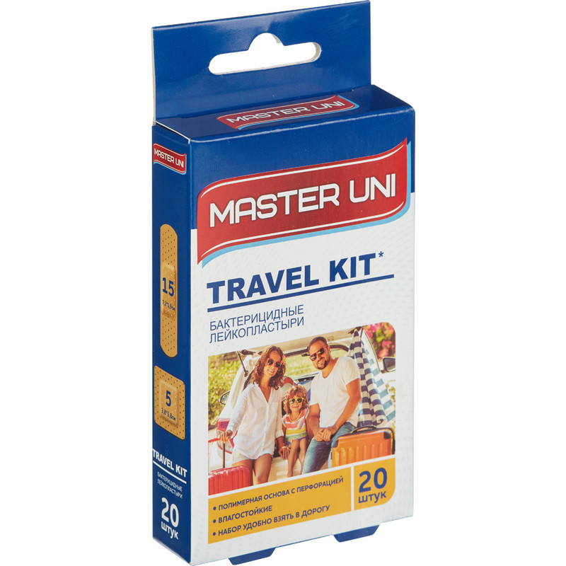 фото Набор пластырей дорожный master uni travel kit 20 шт.