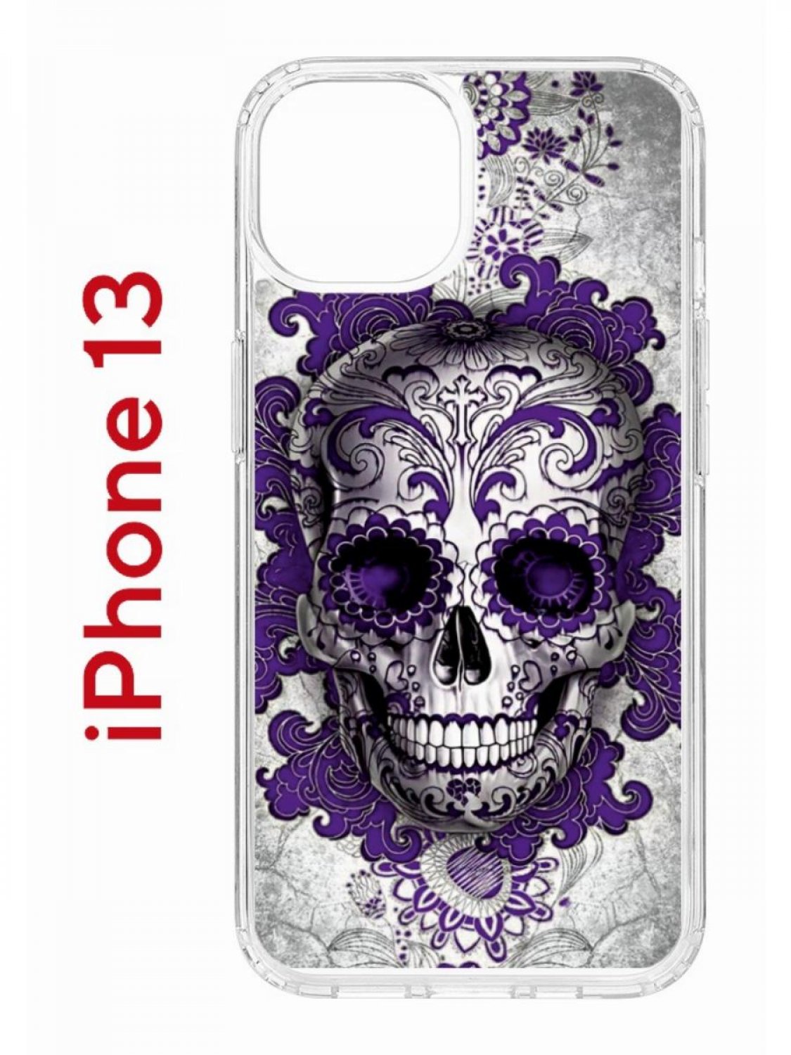 Чехол на iPhone 13 с принтом Kruche Print Sugar Skull, бампер с защитой камеры