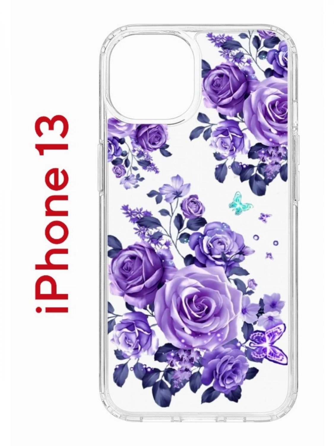 фото Чехол на iphone 13 с принтом kruche print roses, бампер с защитой камеры кruче