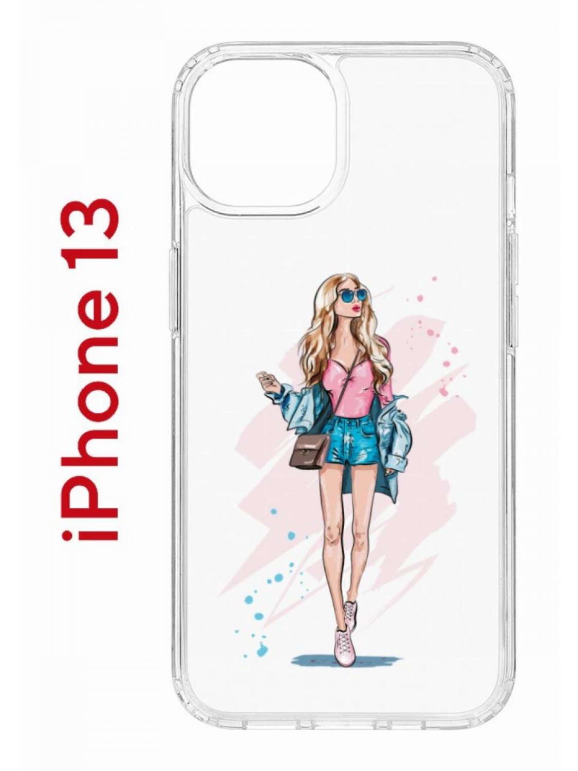 Чехол на iPhone 13 с принтом Kruche Print Fashion Girl, бампер с защитой камеры