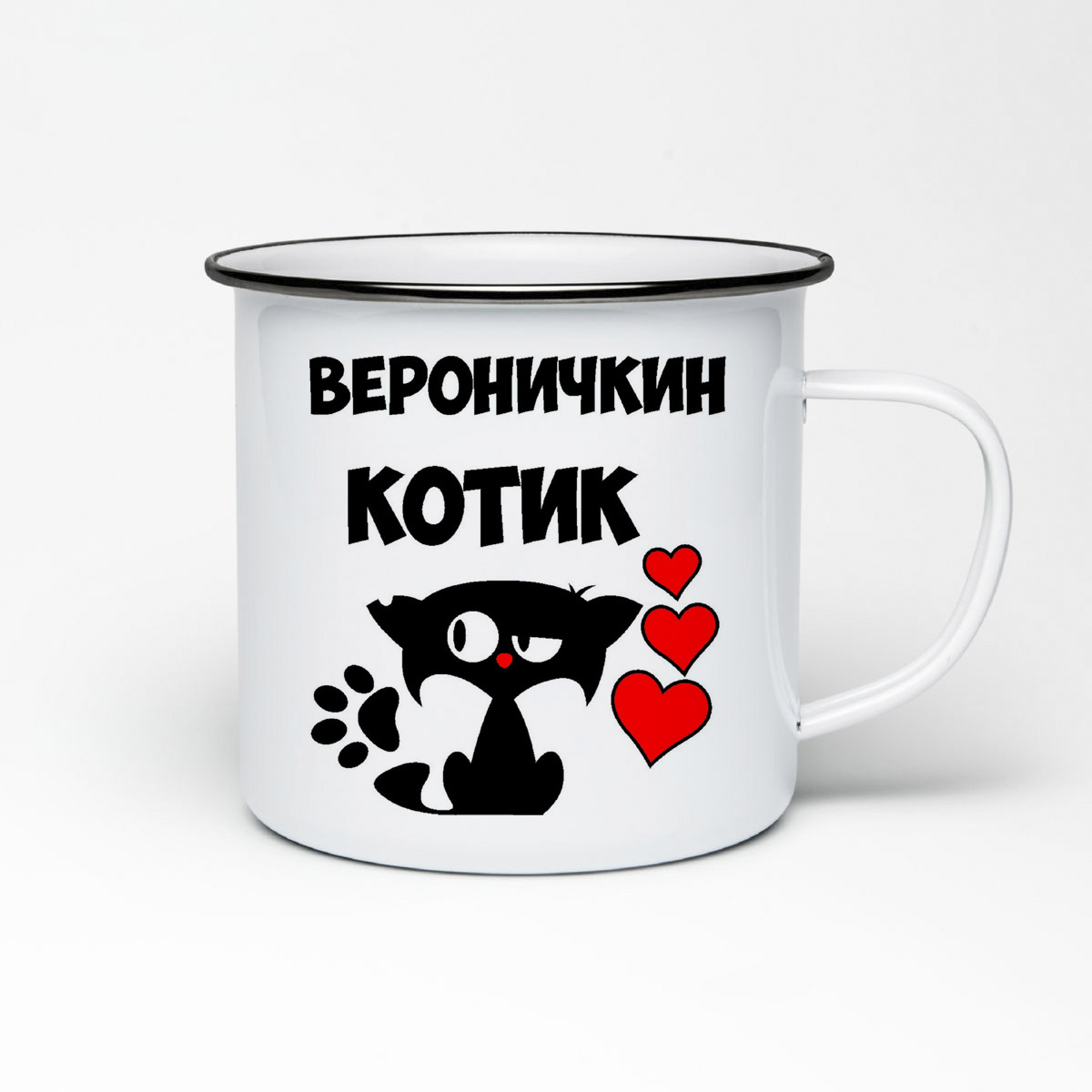 

Кружка металлическая CoolPodarok Вероничкин котик