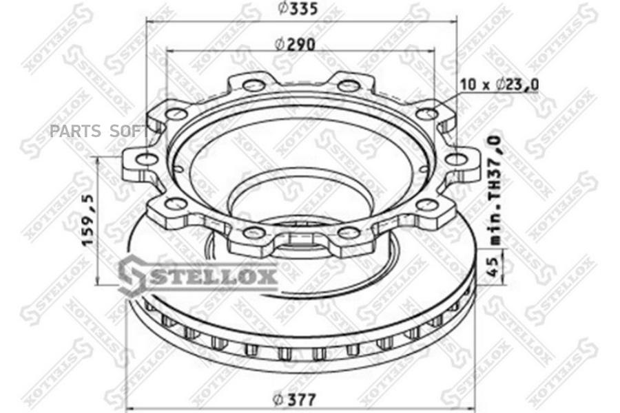 85-00808-SX_диск тормозной 377/290x45/160,10n,с ABS BPW SKH,SB3745/KNORR SB6