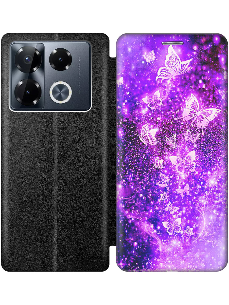 

Чехол-книжка на Infinix Note 40 Pro / 40 Pro 5g / 40 Pro+ 5g с принтом черный 799483, Черный;фиолетовый, 782627021