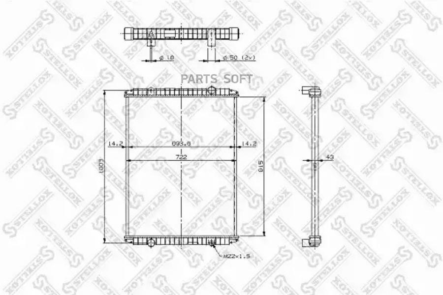 

81-03310-SX_радиатор системы охлаждения пласт./алюм. 915x689x48 RVI PREMIUM
