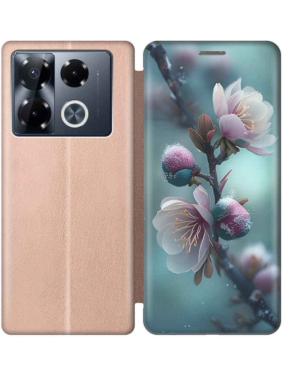 

Чехол-книжка на Infinix Note 40 Pro / 40 Pro 5g / 40 Pro+ 5g с принтом золотой 799441, Золотистый;белый;голубой, 782627021
