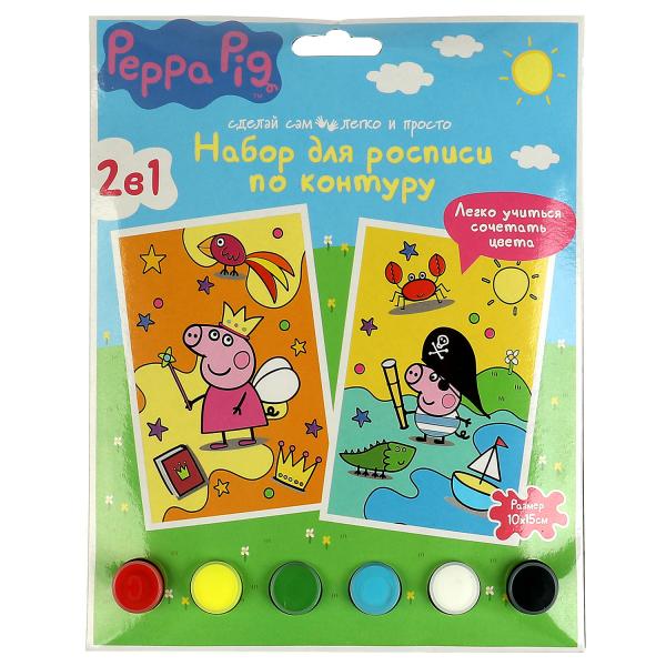

Набор для творчества MultiArt Peppa Pig 2 в 1, роспись холст по контуру, 10 х 15 см