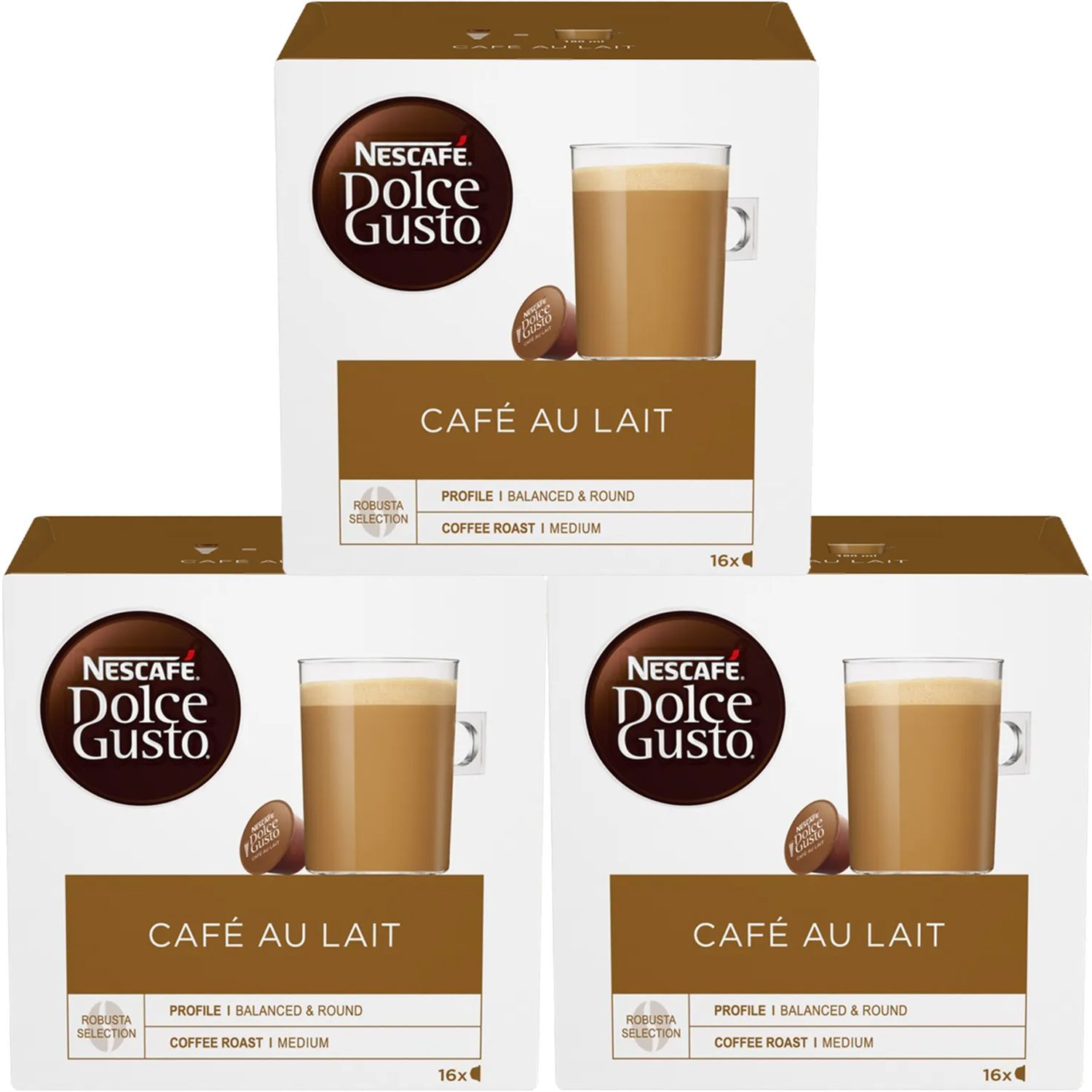 Кофе в капсулах Nescafe Dolce GustoCafe Au Lait, 3 шт х 16 капсул