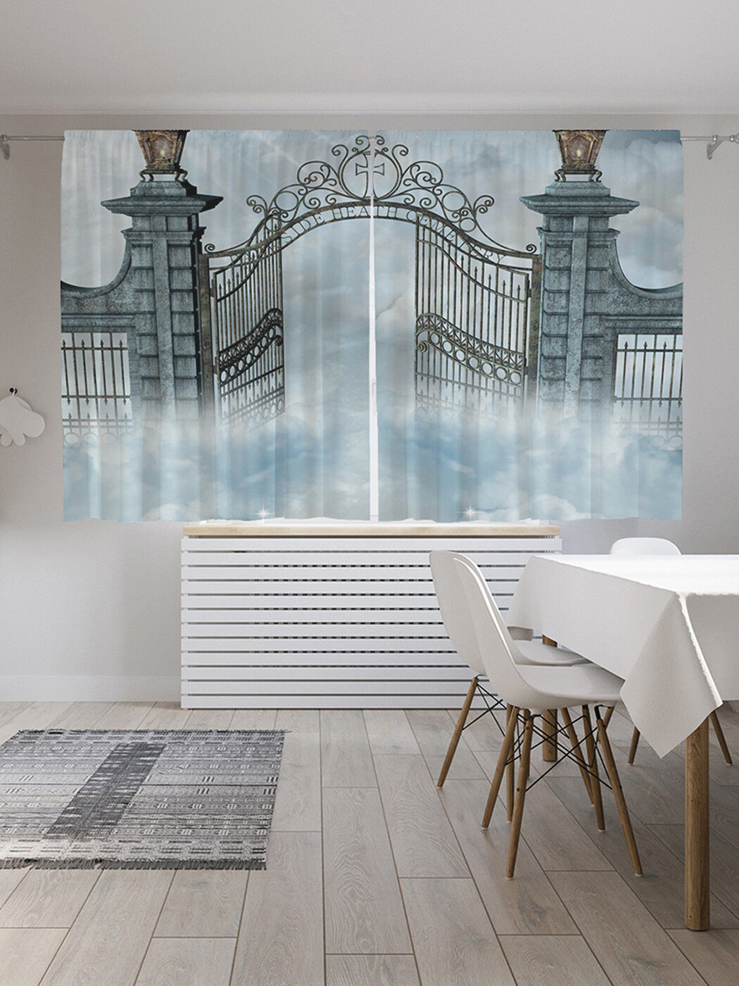 

Фотошторы короткие JoyArty Облачный забор, сатен, 290x180 см