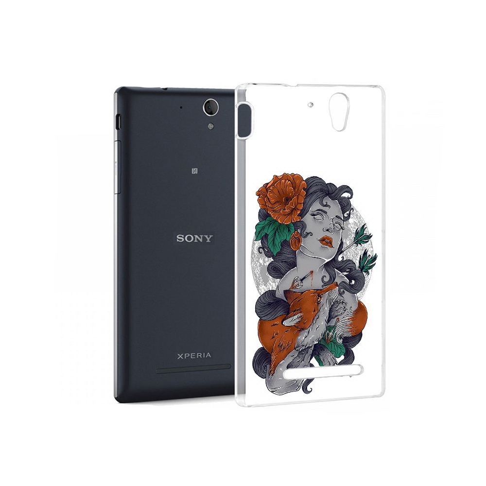 

Чехол MyPads Tocco для Sony Xperia C5 Ultra темная девушка с лисой (PT16261.253.639), Прозрачный, Tocco