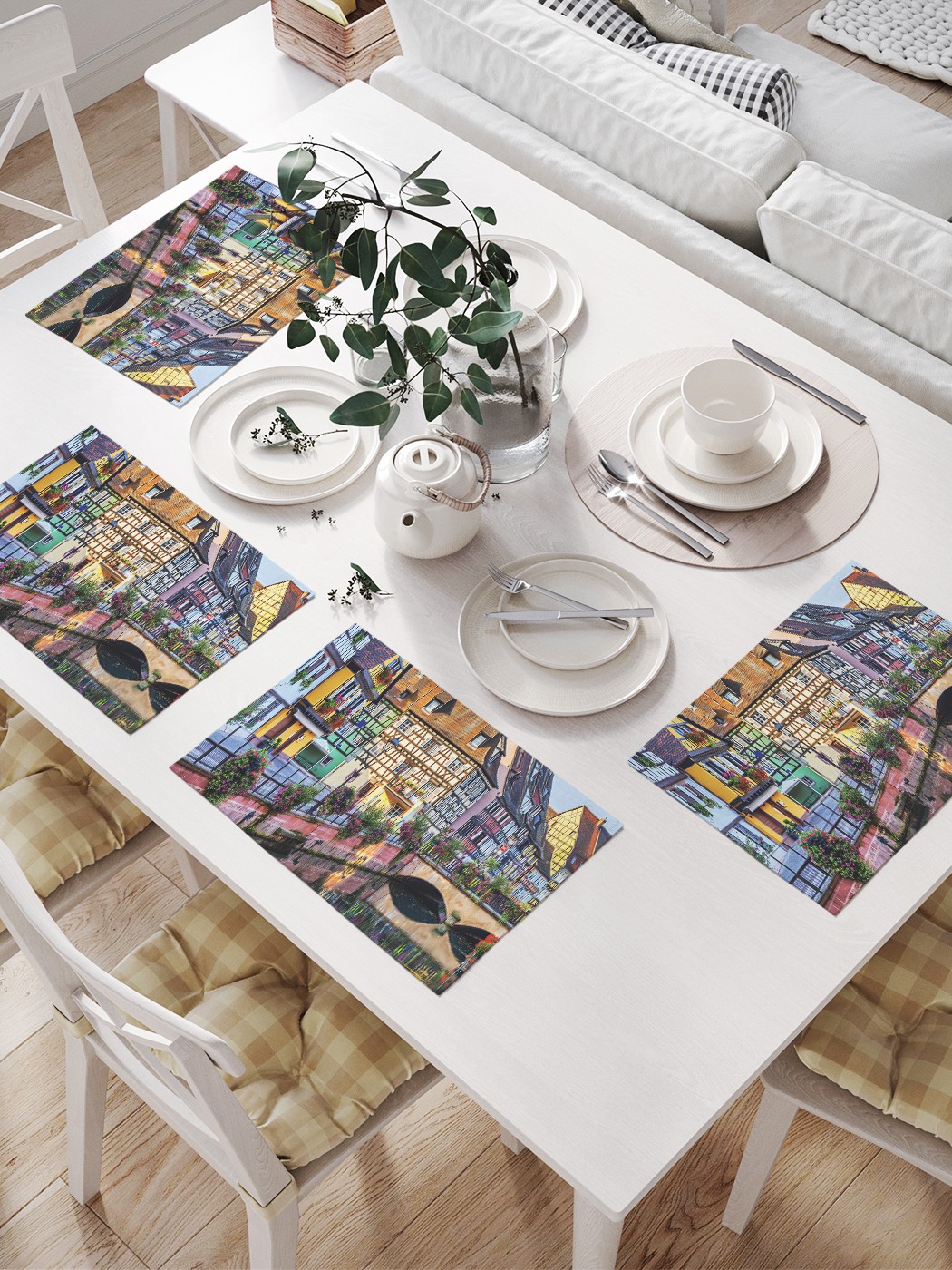 

Комплект салфеток JoyArty "Красочный город" для сервировки стола (32х46 см, 4 шт.), Голубой, Красочный город