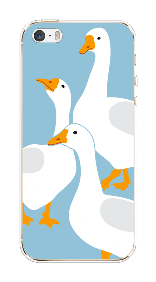 

Чехол на Apple iPhone 5/5S/SE "Гусиное трио", Голубой;белый;серый;желтый, 10350-1