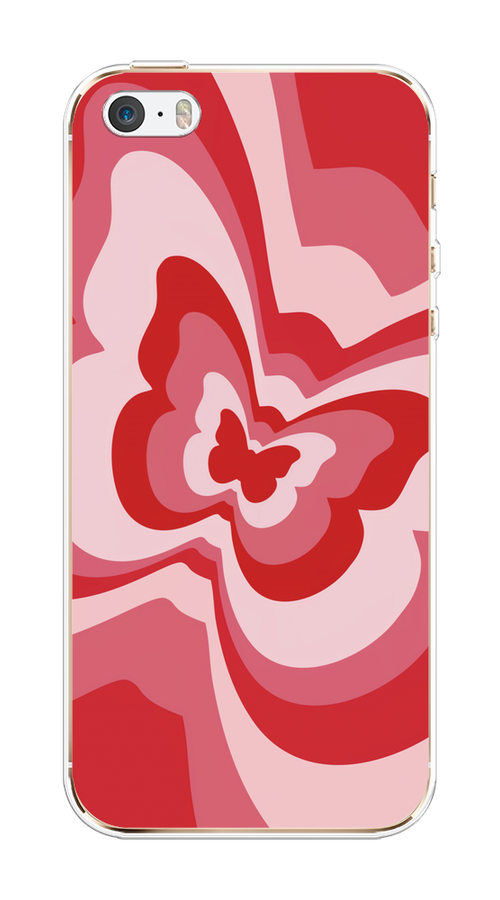 

Чехол на Apple iPhone 5/5S/SE "Бабочка в стиле хиппи", Красный;розовый, 10350-1