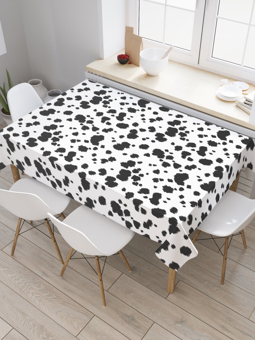 

Скатерть прямоугольная JoyArty "Пятна на шкуре" из оксфорда, 120x145 см, Белый, Пятна на шкуре