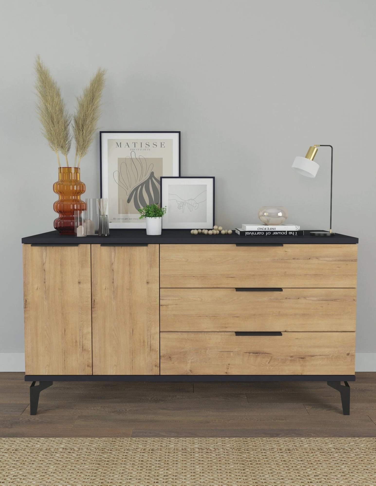 Комод 34 аиста Грейс, графит/бунратти